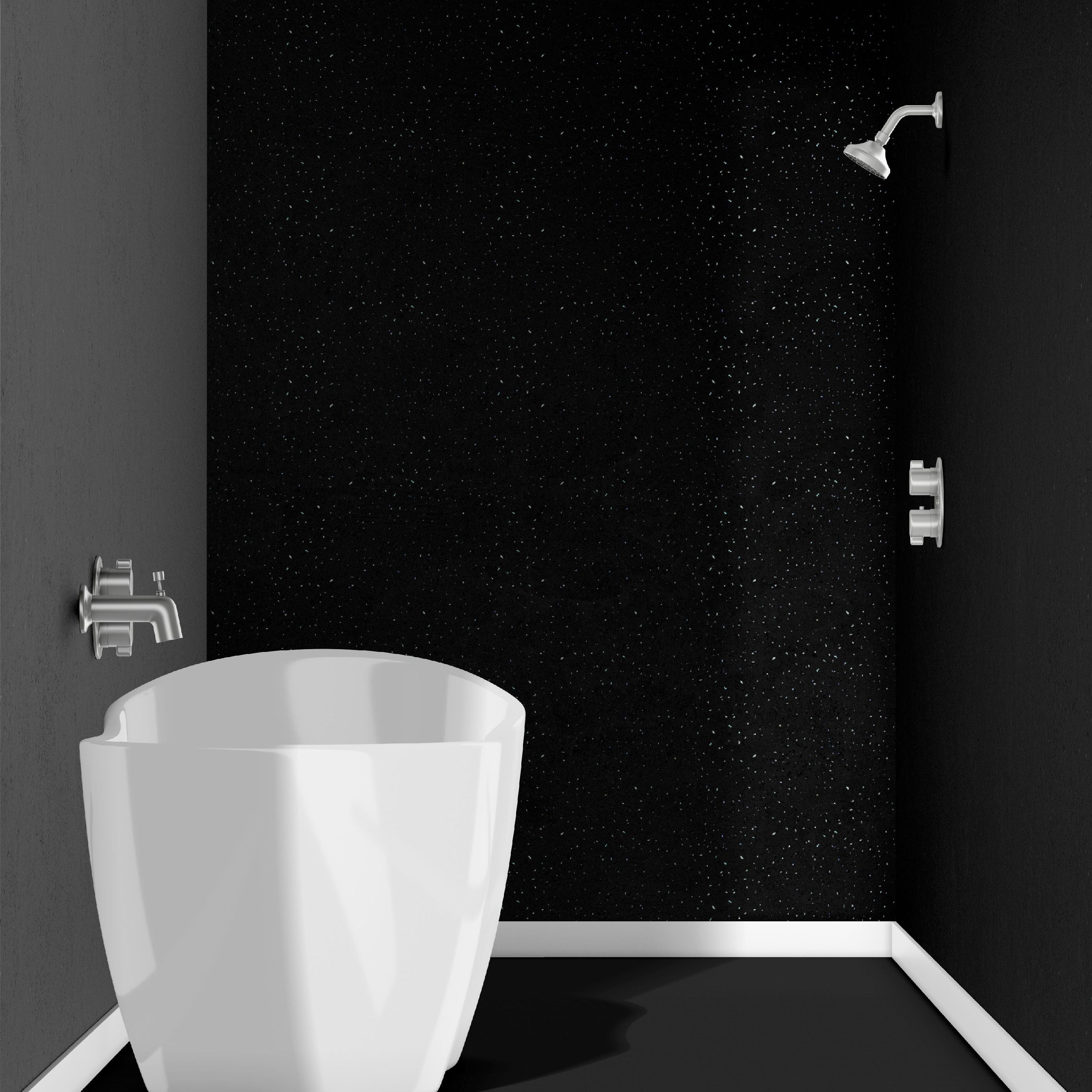 Sample of Black Sparkle 10mm Bathroom Cladding PVC Shower Panels